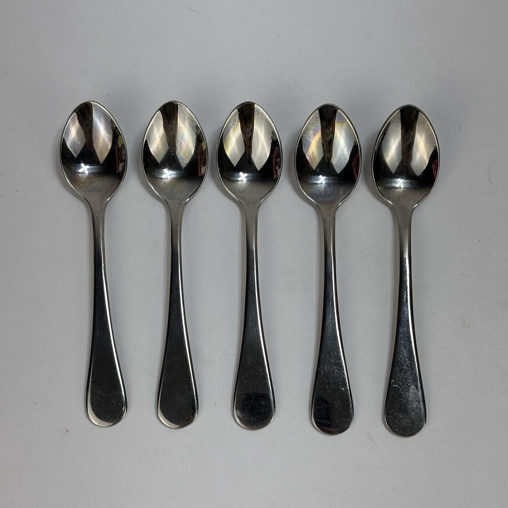 Lot of 5 Dansk Oval Spoons 18/8 Stainless Steel Glossy Silver Indonesia 4.75"